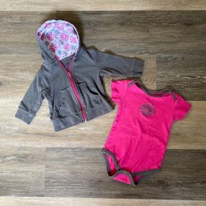 6-9 Month Yoga Sprout Onesie with matching hoodie